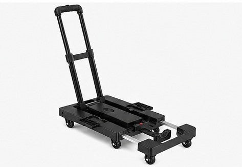 Folding Hand Truck Dolly Moving 176LB Heavy Duty Portable Luggage Cart 6 Wheels Extendable Utility Platform Black