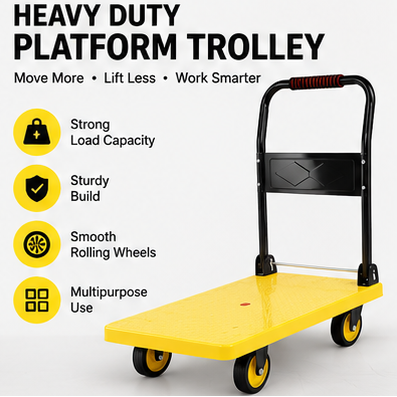 Plastic Platform Trolley 4 Wheel Foldable Warehouse Trolley Platform for Transportation