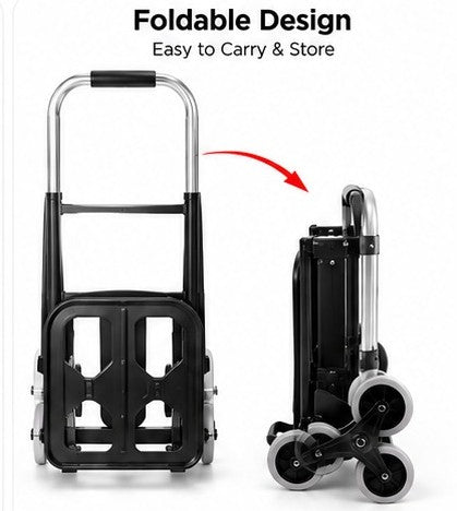 6-Wheel Iron Alloy Industrial Cart Trolley Platform Metal Stair Climber Truck Powder Coated