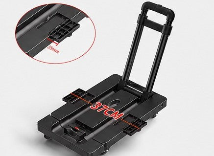 Folding Hand Truck Dolly Moving 176LB Heavy Duty Portable Luggage Cart 6 Wheels Extendable Utility Platform Black