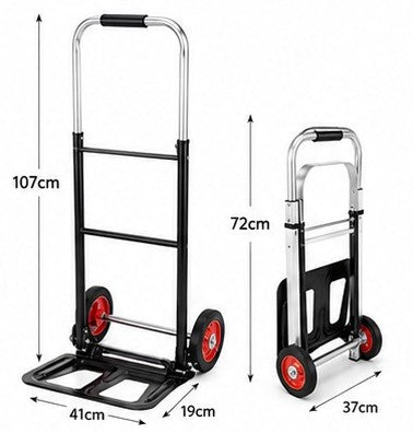 Folding Hand Truck 80KG Heavy Duty Two-Wheeled Rubber Wheels Dolly Cart Moving Aluminum/Steel Construction Utility Cart Cargo