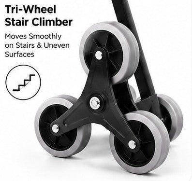 6-Wheel Iron Alloy Industrial Cart Trolley Platform Metal Stair Climber Truck Powder Coated