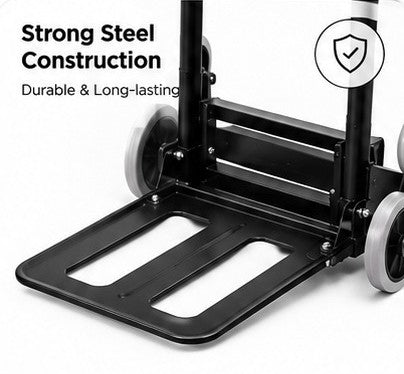 6-Wheel Iron Alloy Industrial Cart Trolley Platform Metal Stair Climber Truck Powder Coated