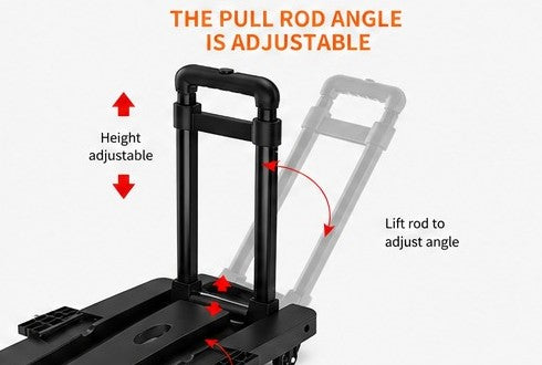 Folding Hand Truck Dolly Moving 176LB Heavy Duty Portable Luggage Cart 6 Wheels Extendable Utility Platform Black