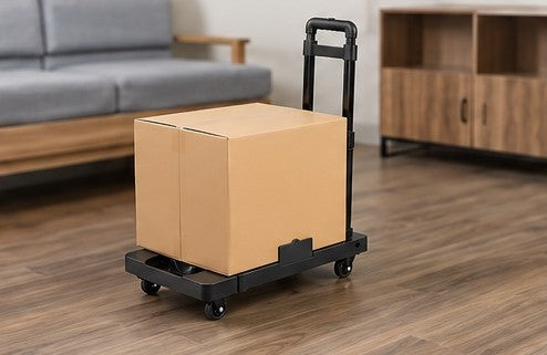 Folding Hand Truck Dolly Moving 176LB Heavy Duty Portable Luggage Cart 6 Wheels Extendable Utility Platform Black