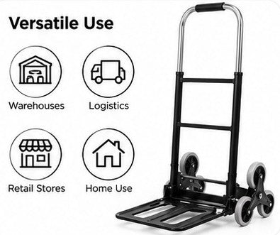 6-Wheel Iron Alloy Industrial Cart Trolley Platform Metal Stair Climber Truck Powder Coated